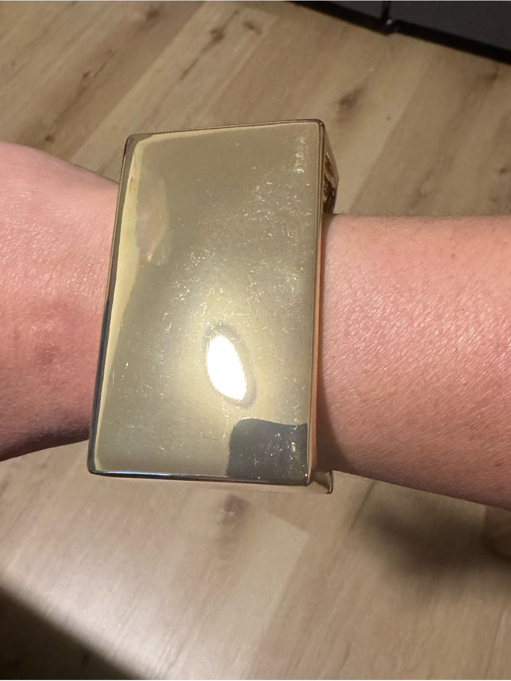 Gold Rectangular Metal Cuff Bracelet - Fashion Wearable